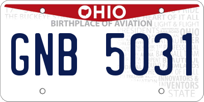 OH license plate GNB5031