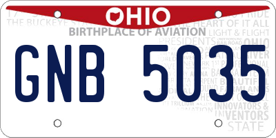 OH license plate GNB5035