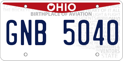 OH license plate GNB5040