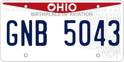 OH license plate GNB5043