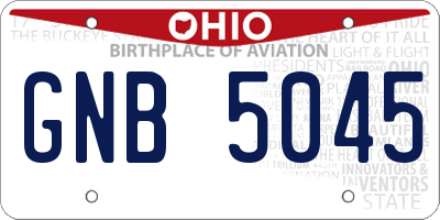 OH license plate GNB5045