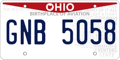 OH license plate GNB5058