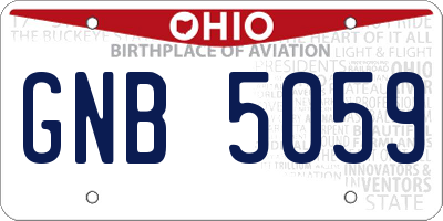 OH license plate GNB5059