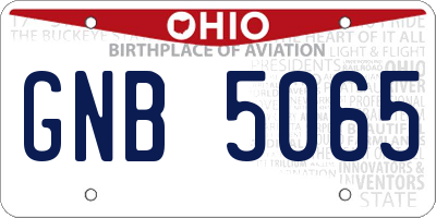 OH license plate GNB5065