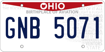 OH license plate GNB5071