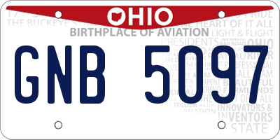 OH license plate GNB5097
