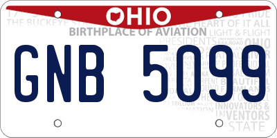 OH license plate GNB5099