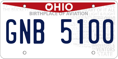 OH license plate GNB5100