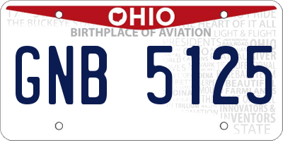 OH license plate GNB5125