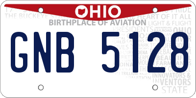 OH license plate GNB5128