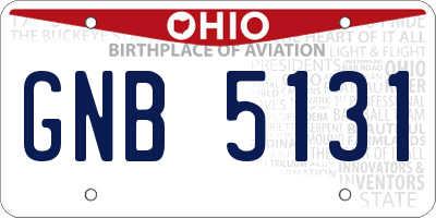 OH license plate GNB5131