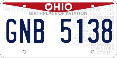 OH license plate GNB5138