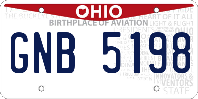 OH license plate GNB5198