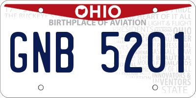 OH license plate GNB5201