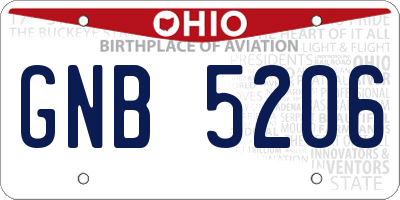OH license plate GNB5206