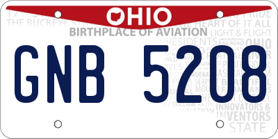 OH license plate GNB5208