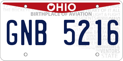 OH license plate GNB5216