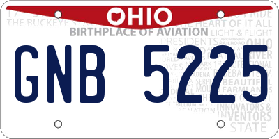 OH license plate GNB5225