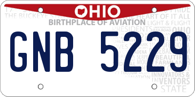 OH license plate GNB5229