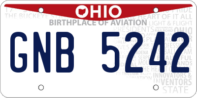 OH license plate GNB5242