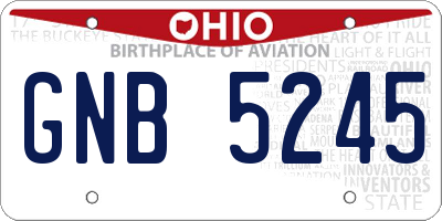 OH license plate GNB5245