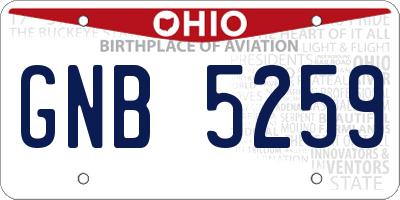 OH license plate GNB5259