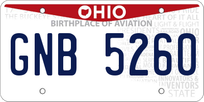 OH license plate GNB5260