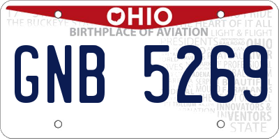 OH license plate GNB5269
