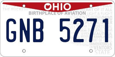 OH license plate GNB5271