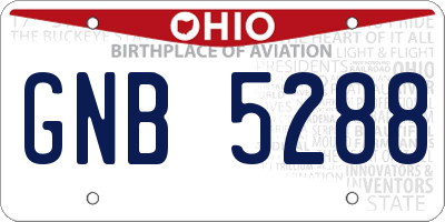 OH license plate GNB5288