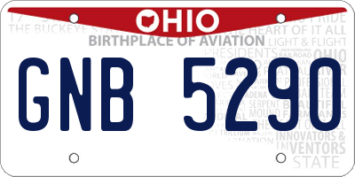 OH license plate GNB5290