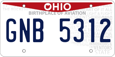 OH license plate GNB5312