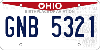 OH license plate GNB5321