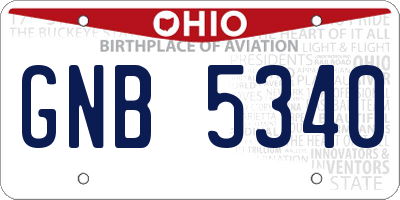 OH license plate GNB5340