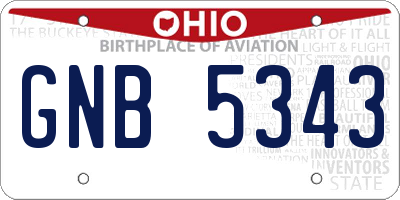 OH license plate GNB5343