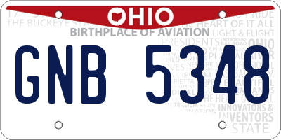 OH license plate GNB5348