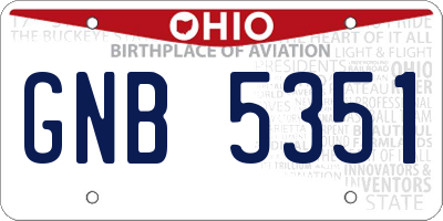 OH license plate GNB5351