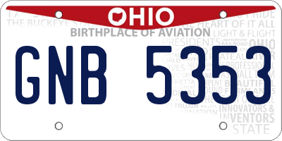OH license plate GNB5353