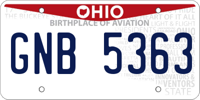 OH license plate GNB5363