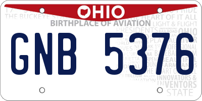 OH license plate GNB5376