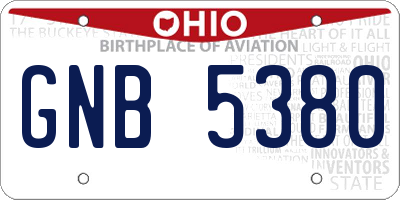 OH license plate GNB5380