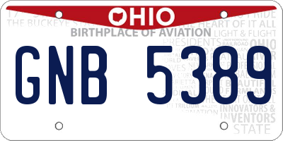OH license plate GNB5389