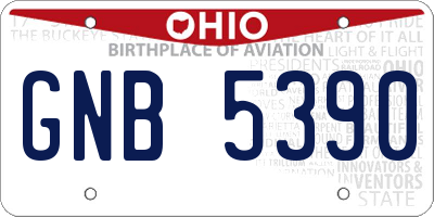 OH license plate GNB5390
