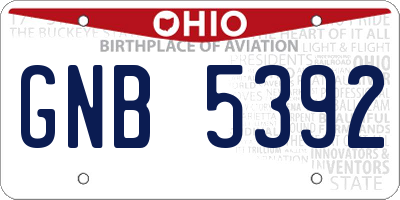 OH license plate GNB5392