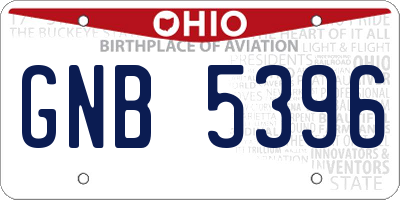 OH license plate GNB5396