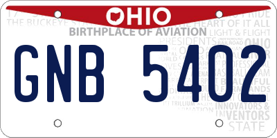 OH license plate GNB5402