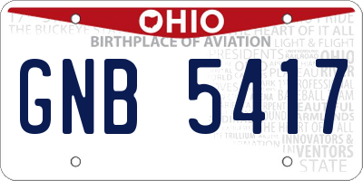 OH license plate GNB5417