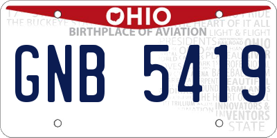 OH license plate GNB5419