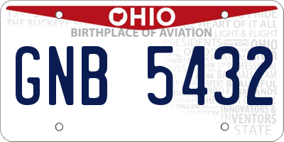 OH license plate GNB5432
