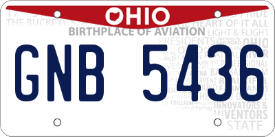 OH license plate GNB5436